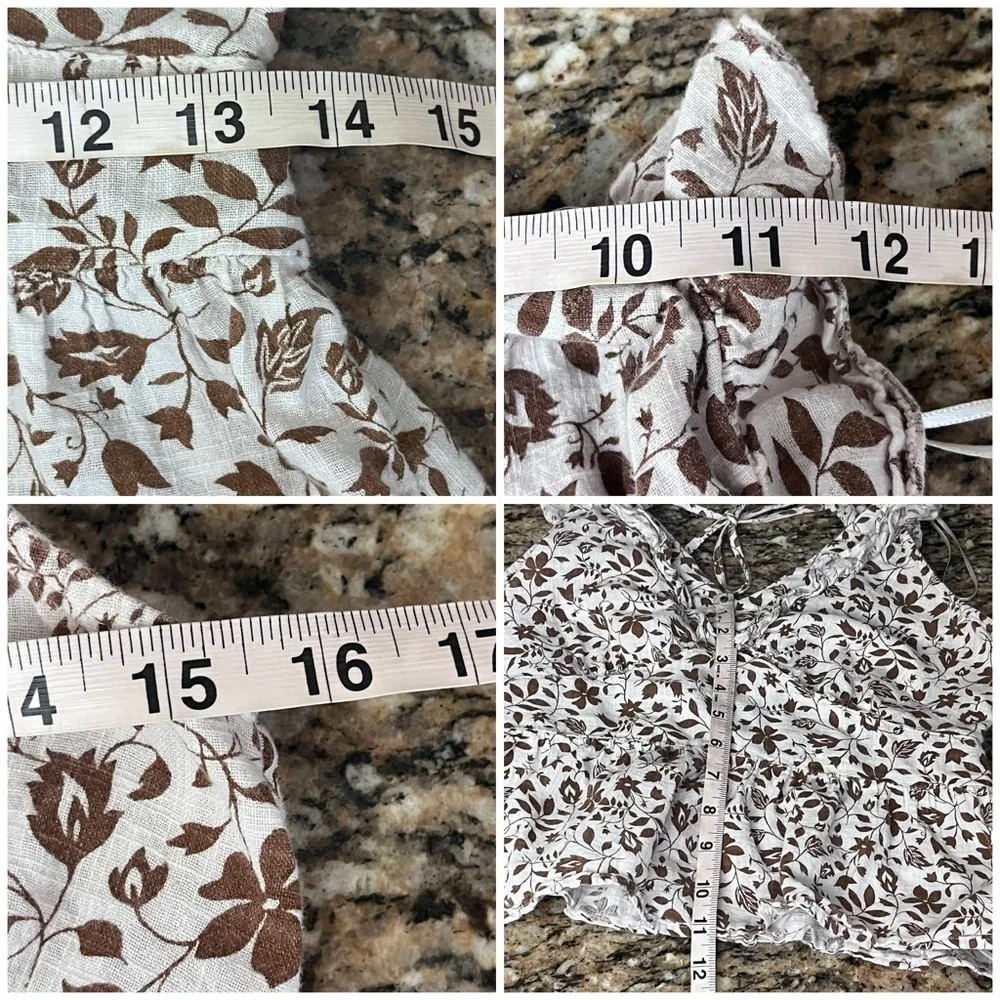 Old Navy Floral Babydoll Blouse S Cotton V Neck Ruffle Peplum Cottagecore Fairy